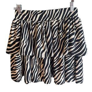 Glo Fashion London‎ Animal Print Tiered Mini Skirt Size Medium